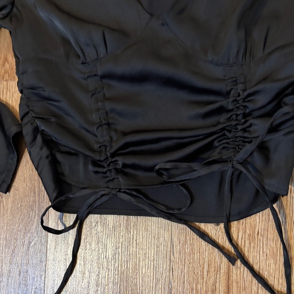 Black Ruched Silk Top - Picture 3 of 6